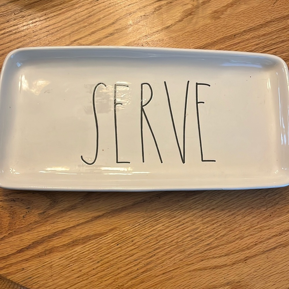 Rae Dunn ceramic SERVE tray